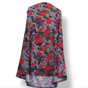 LuLaRoe Romantic Floral Maxi Skirt Gray Red Purple Garden Party Roses Wildflower